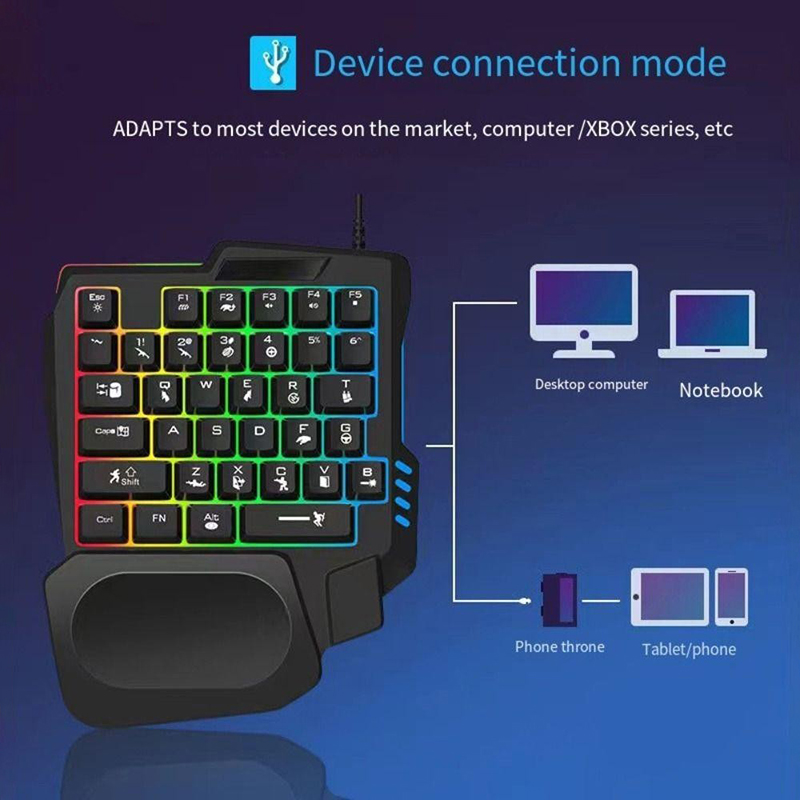 Gaming Keyboard And Mouse For Xbox - RGB Gaming Keyboard Single Hand Mini