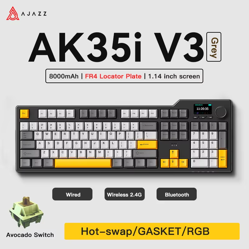 Gaming Keyboard Tkl - Ajazz AK35I V3 MAX Tri-mode Wired