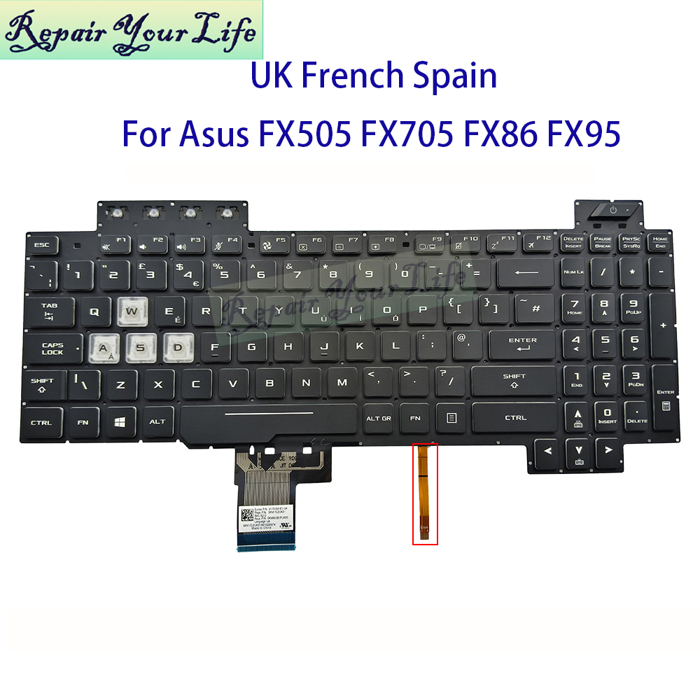 Gaming Keyboard Asus - UK Spain French AZERTY Keyboard RGB