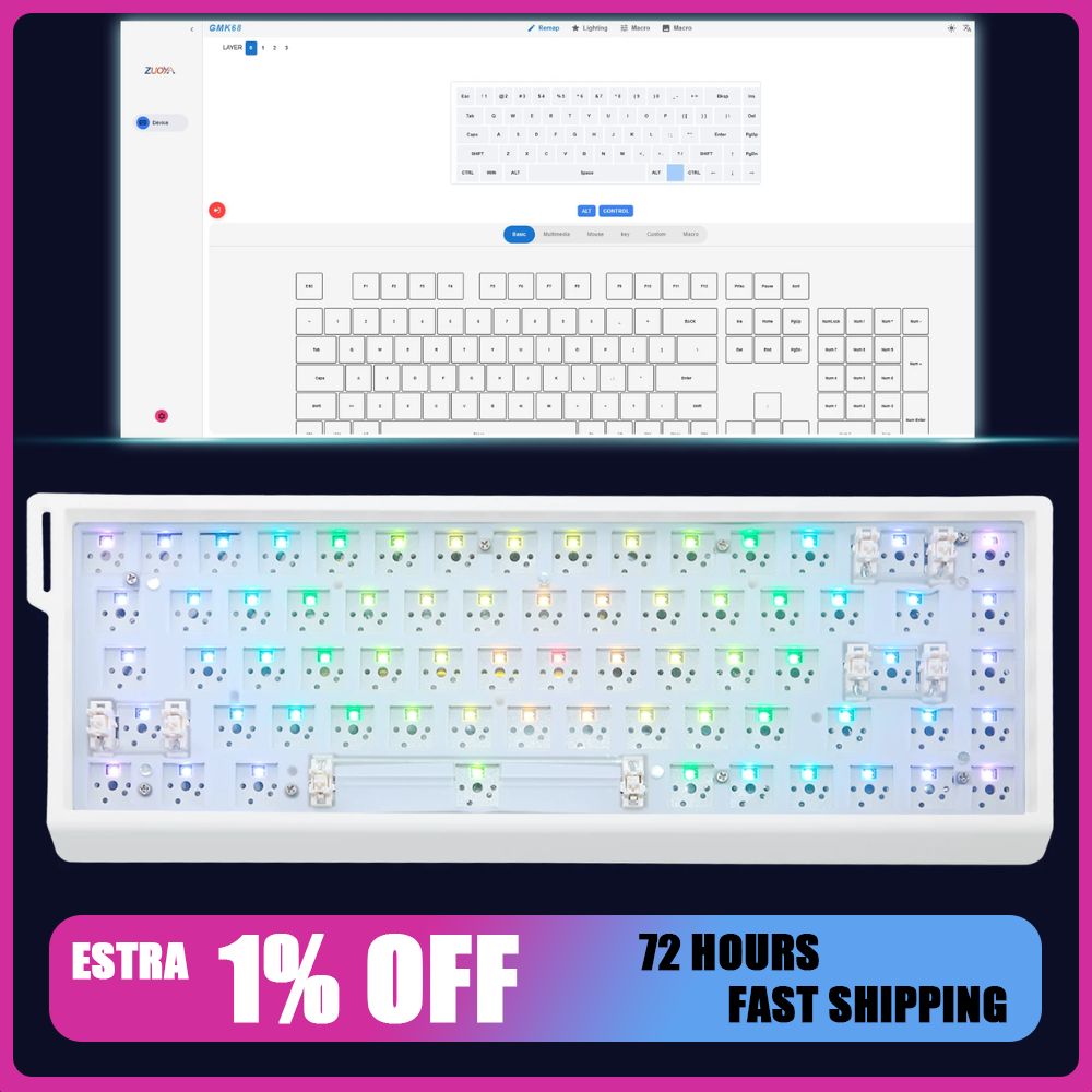 ZUOYA GMK68 Mechanical Keyboar - đánh giá và giá Hot Swap Pcb