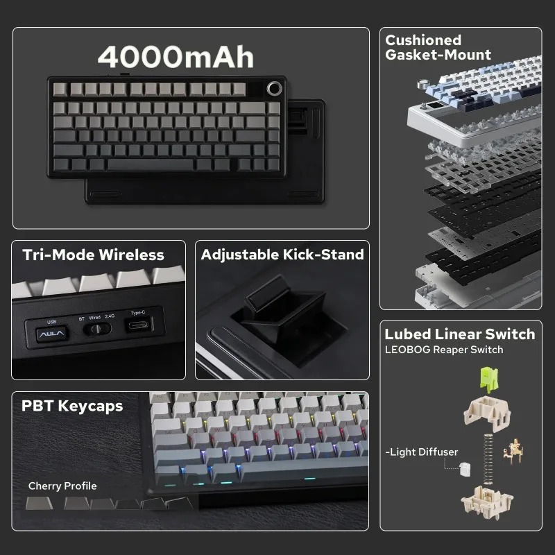 AULA F75 Max Mechanical Keyboa - đánh giá và giá Gaming Keyboard Mechanical